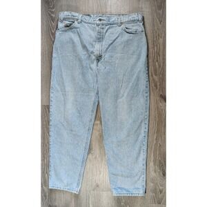 Vintage Levis 550 Jeans 42x30 USA Made Light Wash 100% Cotton Red Batwing Orange